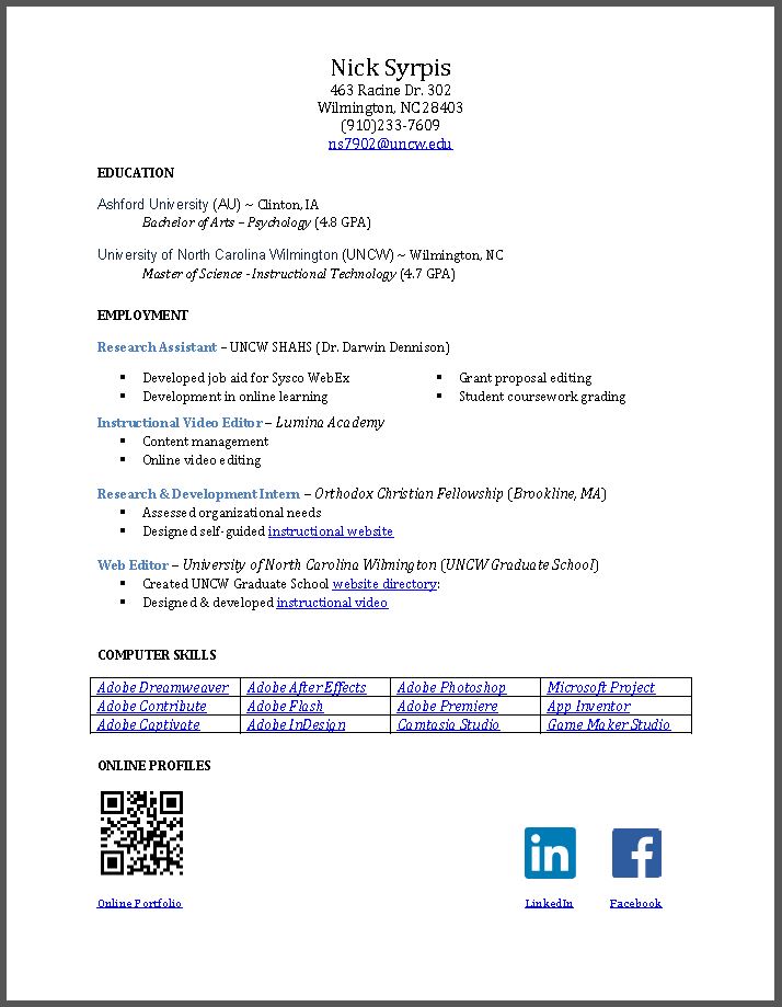 Instructional Systems Design RESUME